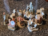 Set of 11 Snow-Covered Village Ornaments