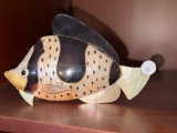 Fish-Shaped Figurine With Mother-of-Pearl Inlay, 8 in x 5 in