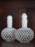 White Hobnail Glass Decanters, 5 3/4H
