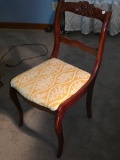 Wooden Chair With Yellow Upholstered Seat,
