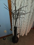 28 3/4H Black Decorated Vase with Cord