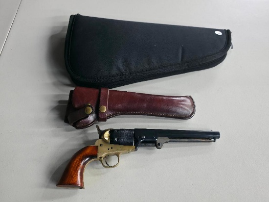 F. LLI Pietta 1843 Colt Navy Revolver with brass frame and wooden stock 44 caliber, No SN#, comes