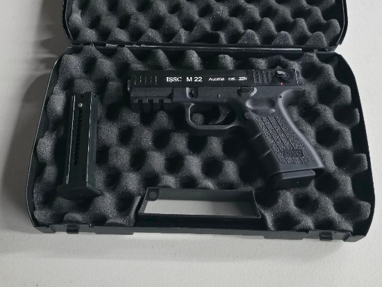 ISSC Austria M22 Semiautomatic .22 LR pistol, comes with 2 10 shot detachable magazines, SN#A05583,