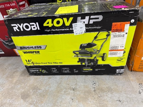 Ryobi 40V HP Brushless 16-Inch Cordless Front Tine Tiller Kit  Open Box Our Price $229.99