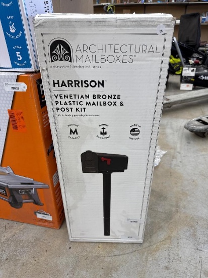 Architectural Mailboxes Harrison Venetian Bronze Plastic Mailbox & Post Kit  Open Box