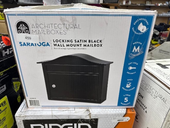 Architectural Mailboxes Saratoga Locking Satin Black Wall Mount Mailbox (Open Box)