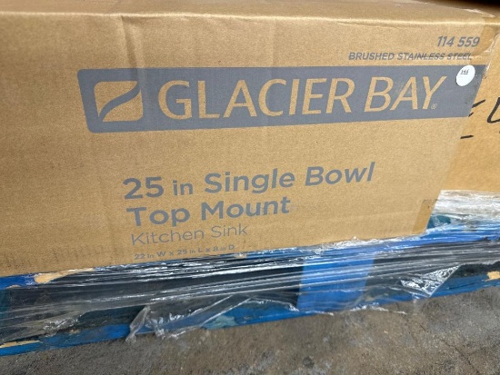 Glacier Bay 25-In. Drop-In Single Bowl 20-Gauge Stainless Steel Kitchen Sink  Open Box
