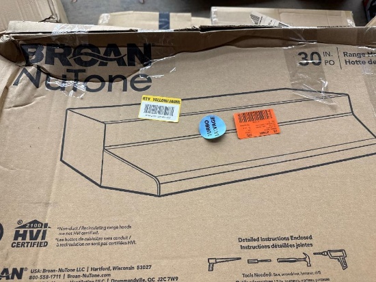 Broan-NuTone BUEZ1 30 in. Ductless Under Cabinet Range Hood, Stainless Steel, Open Box