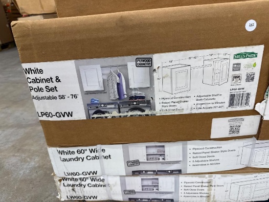 Open Box White Cabinet & Pole Set by Mills Pride, Adjustable 58-76