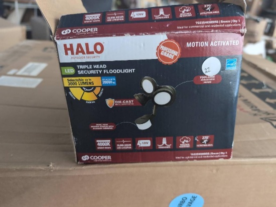 Open Box Halo LED Triple Head Security Floodlight, Motion-Activated