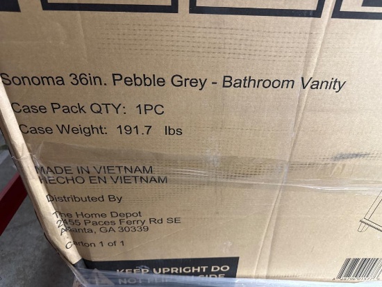 Open Box Sonoma 36-Inch Pebble Grey Bathroom Vanity by Home Decorators Collection