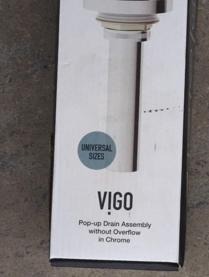 Open Box Vigo Pop-Up Drain Assembly Without Overflow in Chrome
