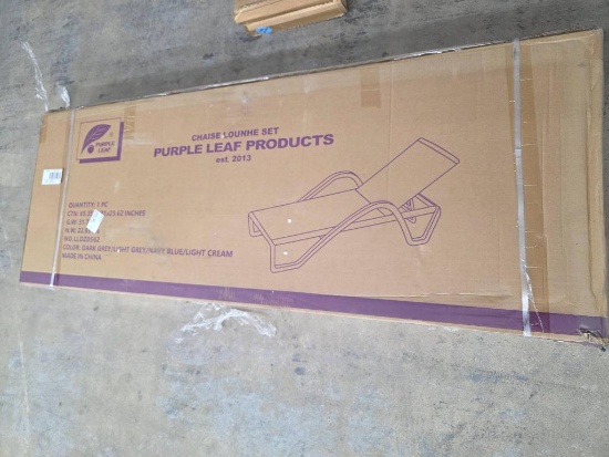 Purple Leaf Chaise Lounge Set in Dark Grey/Light Grey, New in Open Box