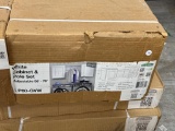 Open Box White Cabinet and Pole Set, Adjustable 58  76