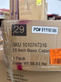 Avondale 15 in. W x 24 in. D x 34.5 in. H Ready to Assemble Plywood Shaker Base Kitchen Cabinet in