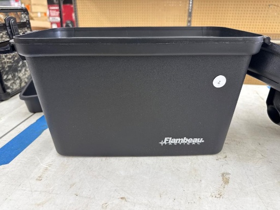 Flambeau Tactical Ammo Storage Case with Ammo Safe Cards and only 2, 7MM Mauser Rounds