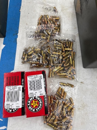 Open Box Lot of Assorted Ammunition Including .32 Semi Automatic Rounds and Winchester 7.6225 FMJ