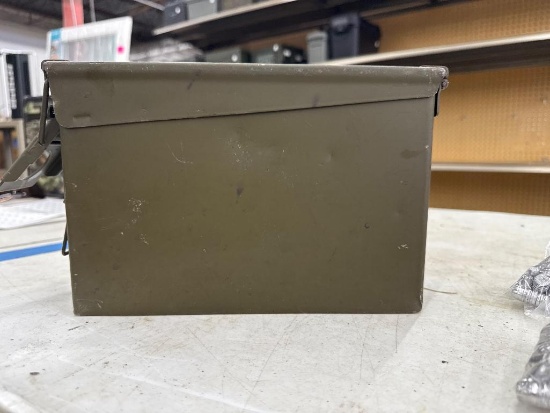 Open Box Lot of Assorted Items to Include Metal Storage Box and Cast .44 Caliber Rounds.