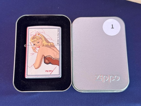 Zippo Lighter Featuring Gil Elvgren Artwork in Tin Case