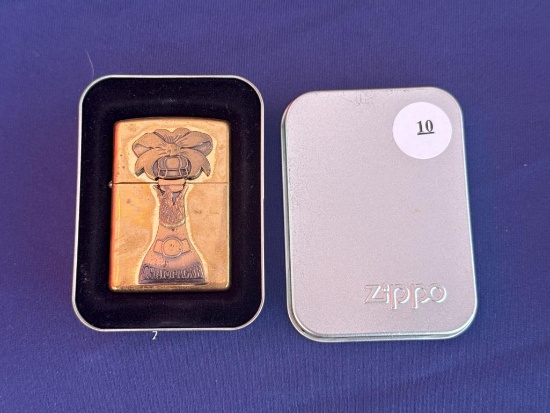 Zippo Brass Lighter with Champagne Design in Tin Case