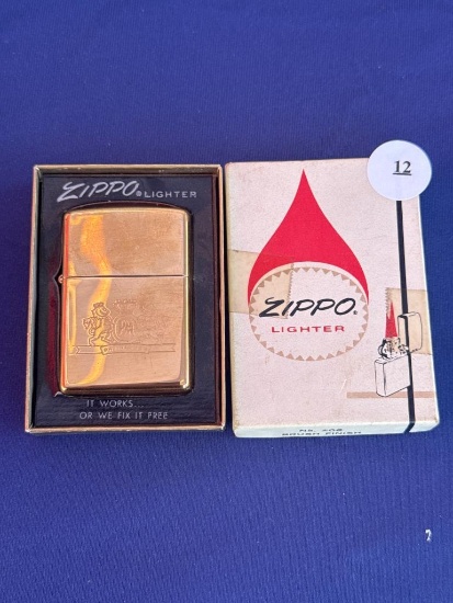 Zippo Philip Morris Brass Lighter with Original Box