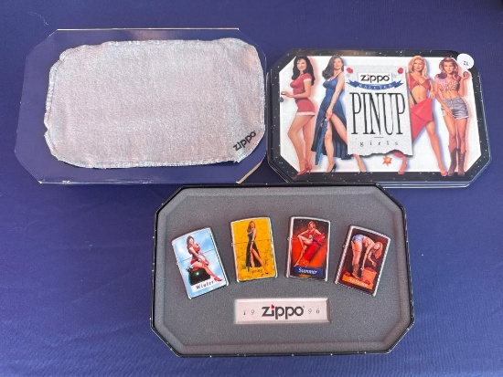 Zippo Pinup Girls Lighter Set With Original Display Tin