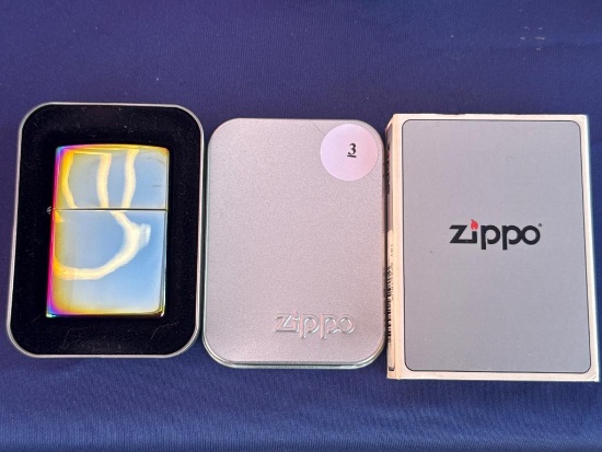 Zippo Rainbow Finish Windproof Lighter in Original Tin and Box