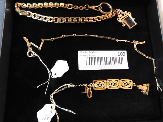 Group of 3 Turn of the Century Pocket Watch Chains