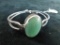 Sterling Silver Bracelet with Green Natural Stone 27.3 Grams Total Weight