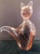 Large Murano Blown Glass Cat with Incased Snakeskin Pattern 10.5