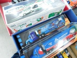 Lot of Hess Helicopter and 2 Hot Wheels Nascar Semis Rigs In Boxes