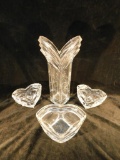 Group of 4 Mikasa Deco Pattern Crystal Pieces 11.75