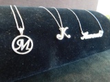 Sterling Silver Monogram and Name Necklaces 13.4 Grams 3 Pieces