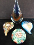 Group of 4 Murano Blown Glass Paperweights