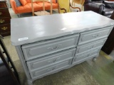 Painted Gray 6 Drawer French Dresser