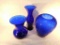 Grouping of 3 Cobalt Blue Glass Vases