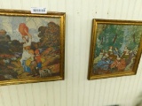 Pair of Framed Victorian Prints on Cloth