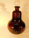 Rare Vintage Amethyst Pharmaceutical Glass Bottle With Stopper