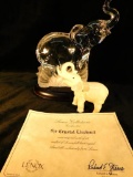 Lenox Crystal Elephant on Stand and Porcelain Elephant