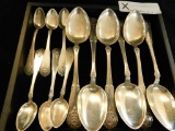 Tray Lot of 830 Silver Matching Spoons 2 Sizes 230.0 Grams