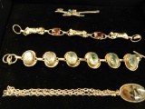 Tray Lot of Sterling Silver Bracelets and 1 Brooch