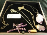 Tray Lot of Natural Amethyst Jewelry