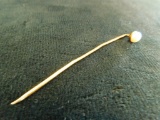 18K Yellow Gold Hat Pin with Pearl 1.5 Grams Total Weight