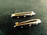 Pair of Matching 14K Gold Bar Pins 2.67 Grams Total Weight