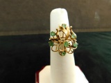 14K Yellow Gold Ring with Emeralds 4 Grams Total Weight
