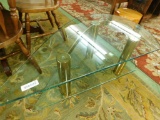 Modern 2 Tier Brass and Glass Teardrop Table #1