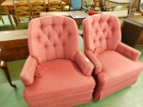 Pink Upholstered Rocking Club Chairs