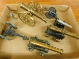 Box Lot 6 Cast Iron and Brass Toy Cannons