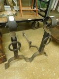 Pair of Cast Iron Large Andirons