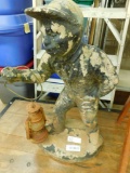 Vintage Cement Lawn Jockey with Lantern